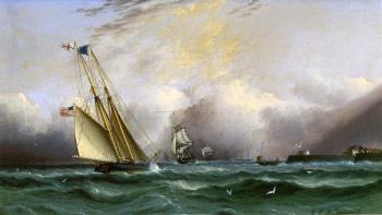 詹姆斯 E 巴特斯沃思 Schooner Columbia off Portsmouth Harbor, England 詹姆斯 E 巴特斯沃思 Schooner Columbia off Portsmouth Harbor, England